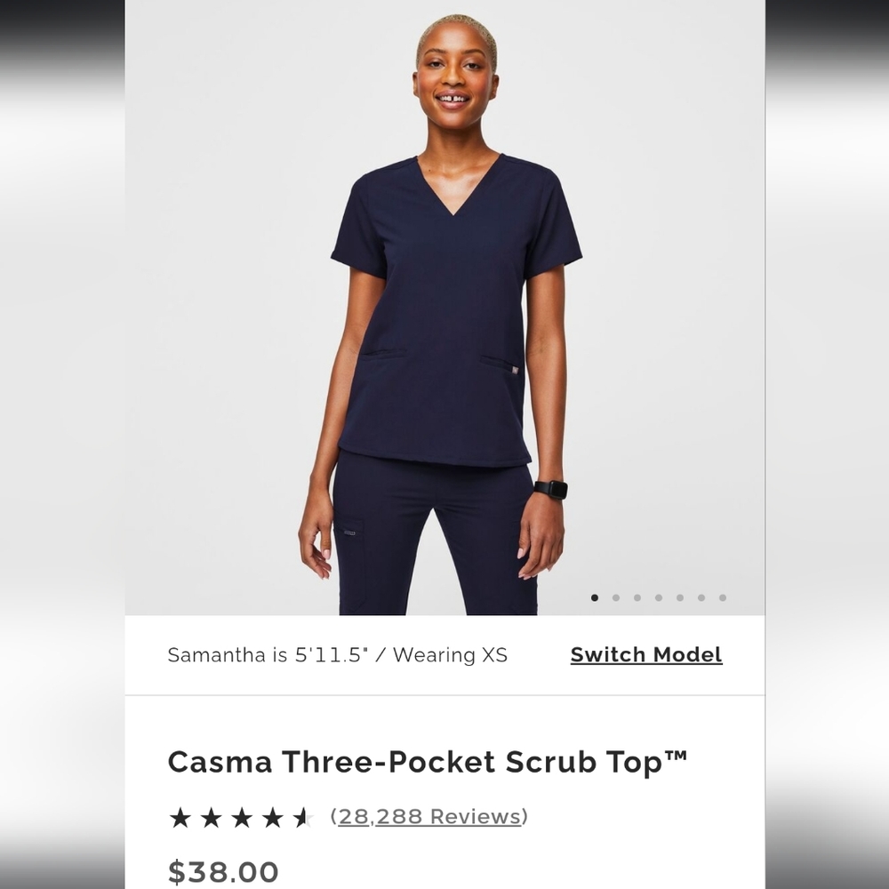 Figs scrub top navy